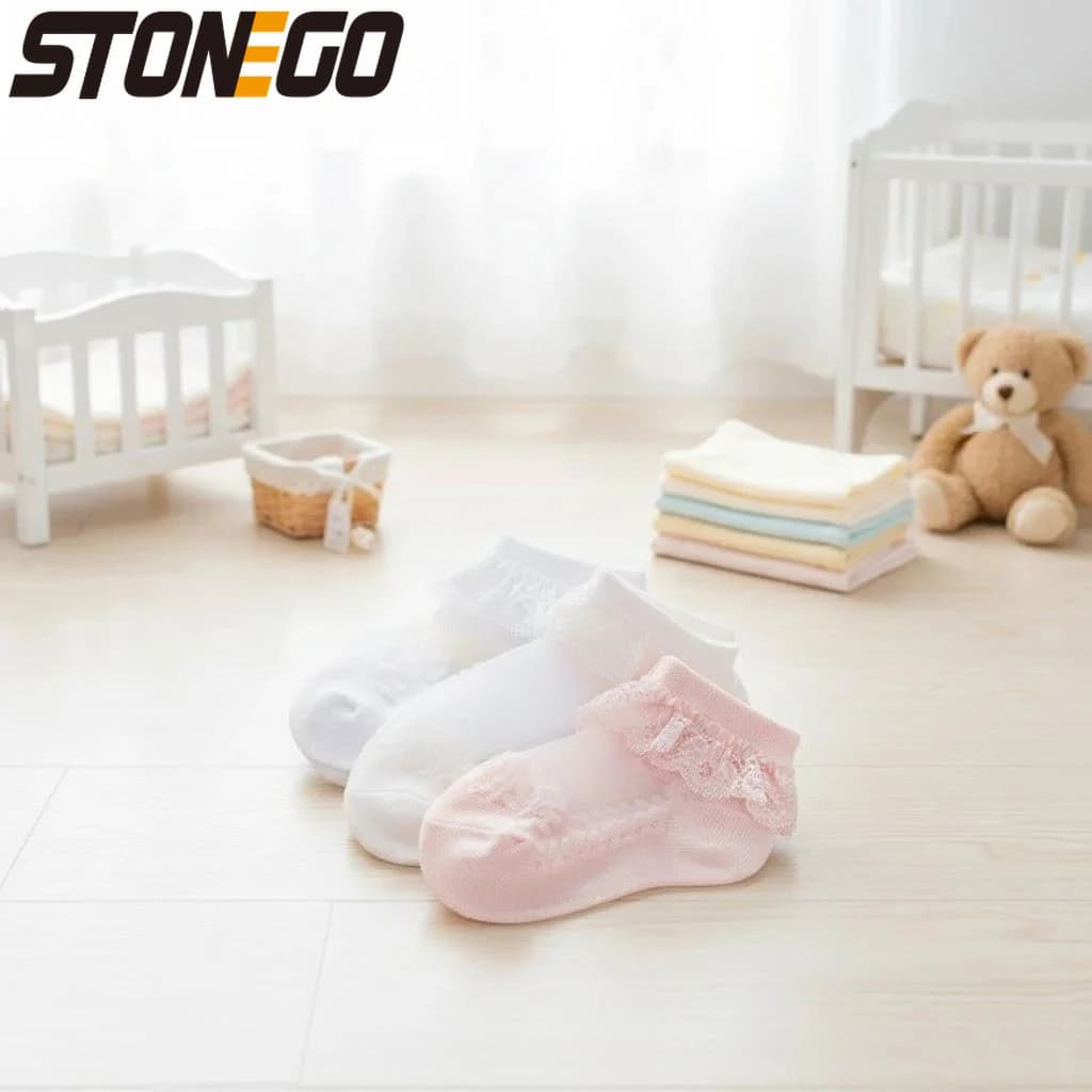 Cute Lace Floral Net Baby Socks Cotton Non Slip Sole Newborn Toddler Unisex 0 5 Years Infant Footwear Soft Comfortable