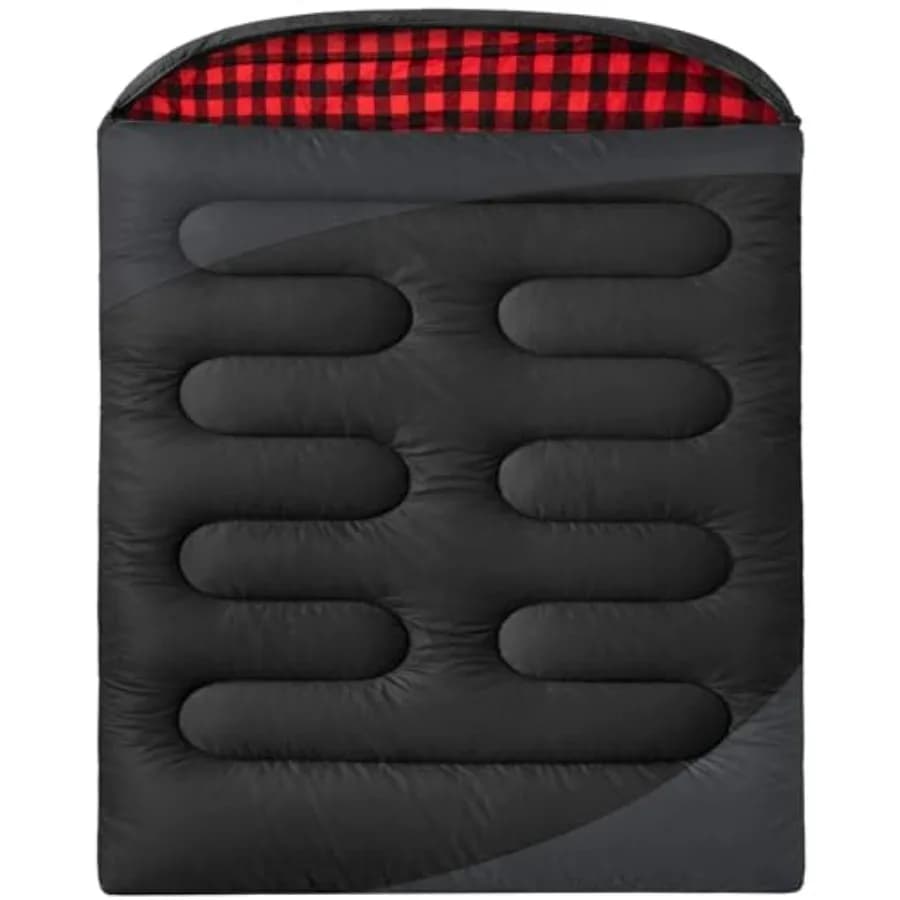 Sacco a Pelo Doppio per Campeggio e Viaggi, Divisibile in 2 Singoli o Coperte, Leggero 50-68 ° Coperta in flanella bianca per letto matrimoniale