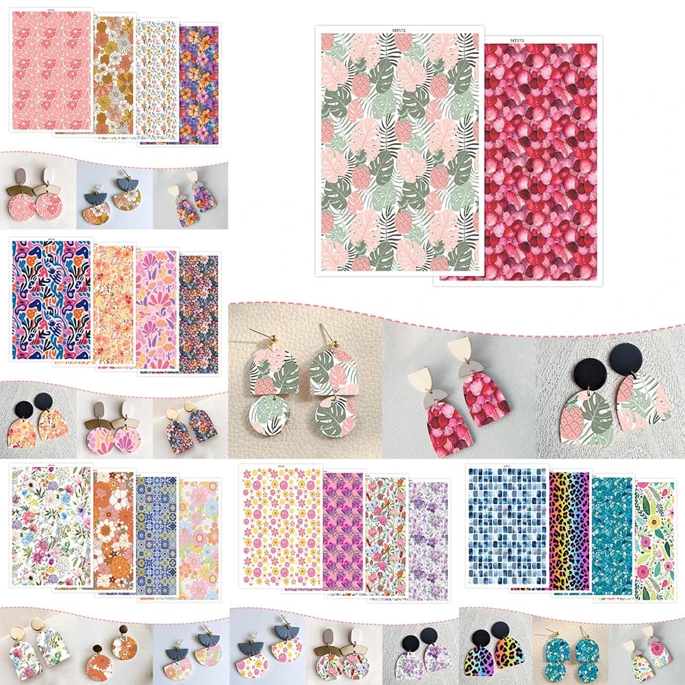 Leaves Spring Floral Beijing Opera Face Changing Soft Ceramic Earrings Water Transfer Paper Sticker For Jewelry Making 2025 HOT