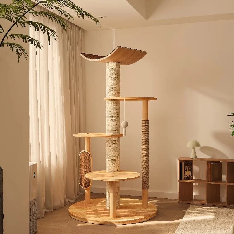 Albero da arrampicata per gatti in legno di grandi dimensioni all'ingrosso in fabbrica per gatti multipli