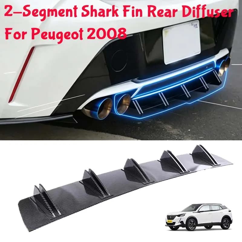For Peugeot 2008 Shark Fin Rear Diffuser Split Chassis Spoiler Auto Aerodynamic Parts Aerodynamic Modification