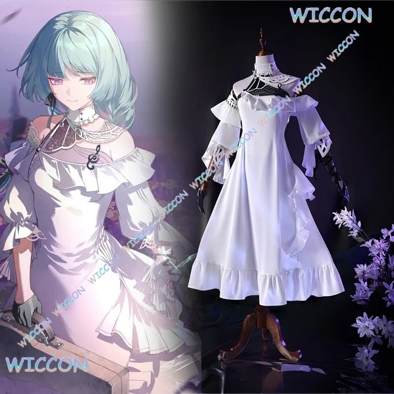 Hemera@Wuthering Waves Phrolova Cosplay White Dress Wig Dreamcatchers Outfit Game Costume Game Outfit Women Halloween Con Clothe