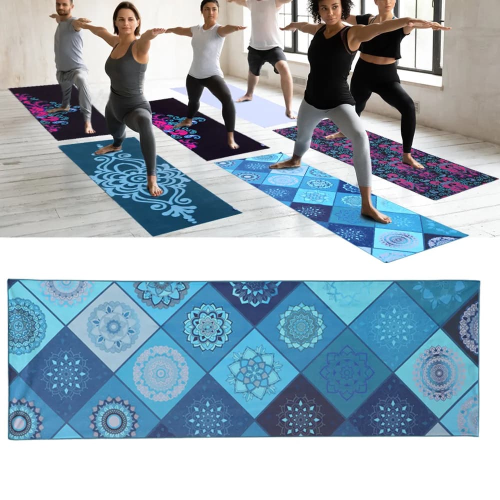 Yoga Mat with Double Printing - Microfiber Towel Absorbent, Anti-slip and Rapid Drying with Hot Yoga Non-slip Technology