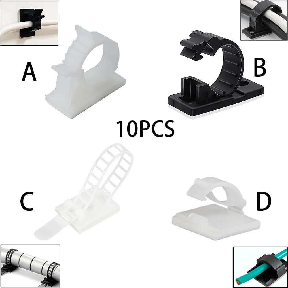 10 pezzi bianco sotto il cavo da scrivania organizzatore avvolgicavo USB clip ordinate da tavolo supporto per cavo di gestione per cuffie accessori per cavi TV