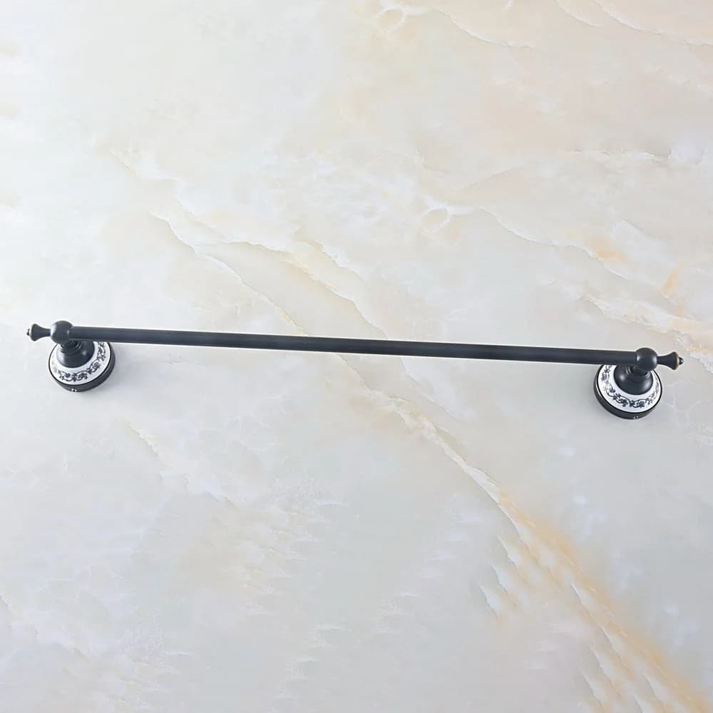 Portasciugamani singolo in ottone lucidato a olio nero Portasciugamani da parete Accessori da bagno Lba753