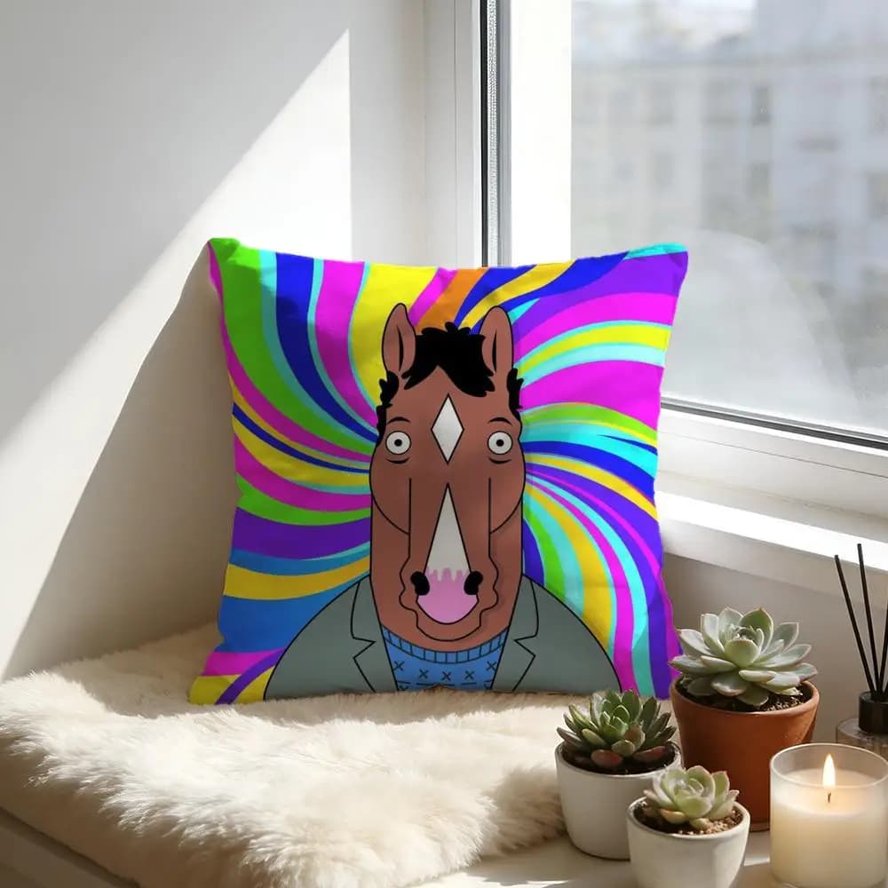 Bojack Horseman cushion cover, cozy velvet cushion, soft and warm for sofa and bed