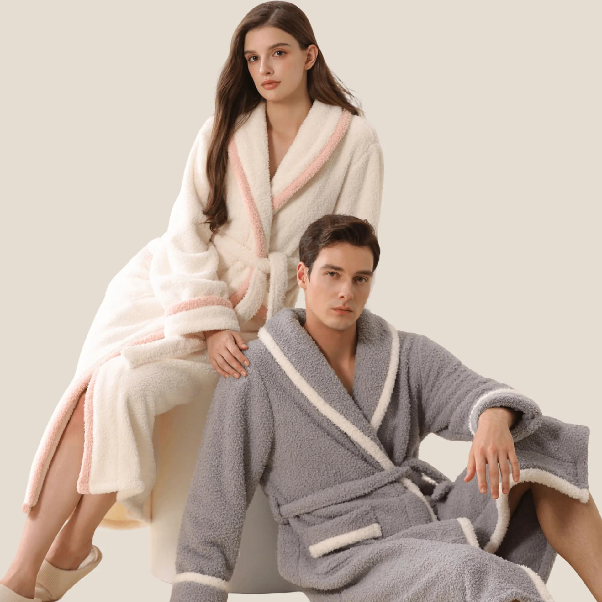 Addensare Coral Fleece Long Dress Couple Nightwear Autumn Winter New Hot Flannel Kimono Bathrobe Casual Dress Pigiama
