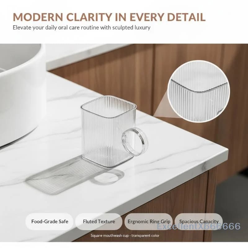 Nordic Translucent Mouthwash Cup With Handle Durable Anti-Drop Bathroom Toothbrush Holder Plastic Rinsing Cup For Toiletries