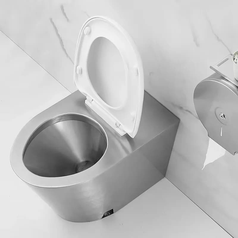 SUS304 Stainless Steel One Piece Floor Mounted Toilet Vandal Resistant Commercial Restroom Fixture for Public Bathroom