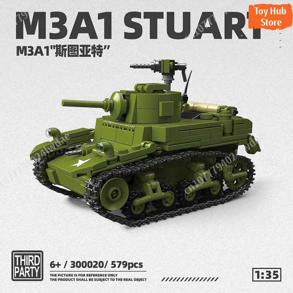 Ww2 US Army M3A1 Stuart 1:35 Building Blocks Giocattolo Regalo Di Natale Modello Militare Educativo Giocattoli Educativi Regali Di Natale
