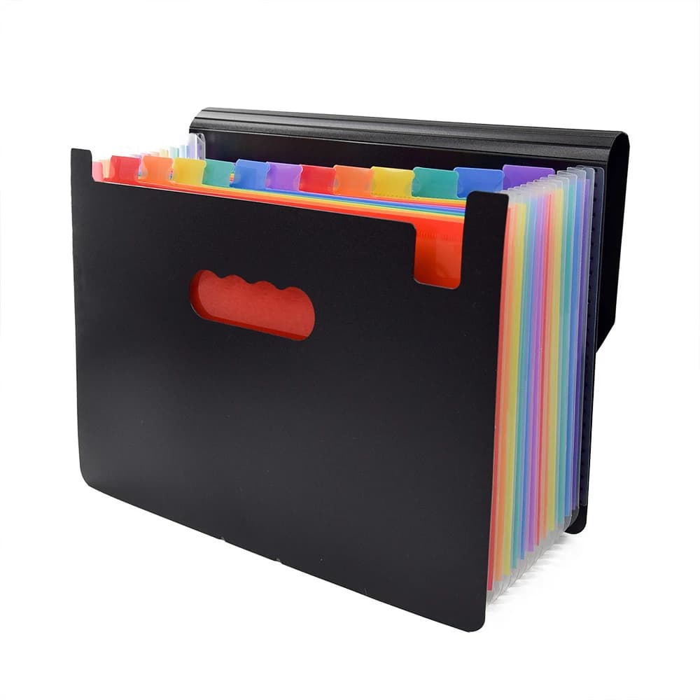 Cartella di file espandibile con 13 tasche Scatola di riempimento formato lettera A4 Porta documenti portatile Cartella da tavolo Fisarmonica per riporre carta