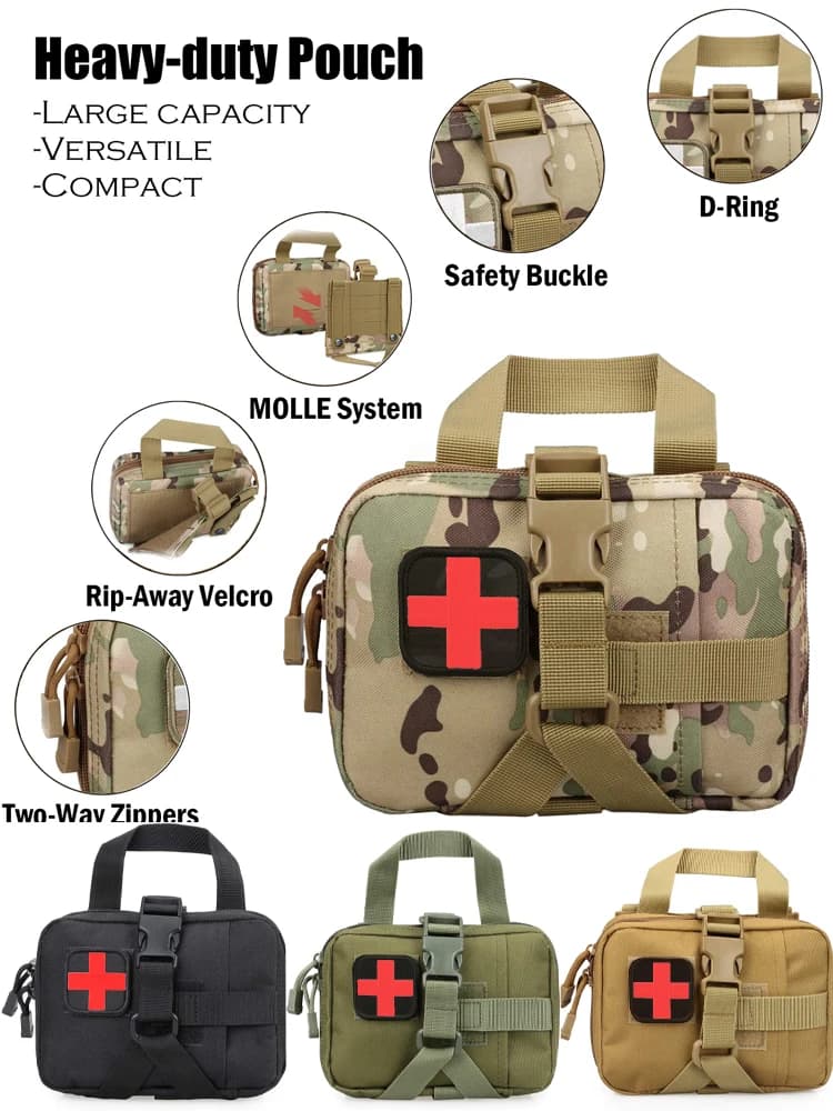 Kit di Pronto Soccorso Avanzato, Borsa EMT con Sistema Molle, Kit Medico IFAK Staccabile, Kit di Sopravvivenza per Viaggi, Escursioni e Campeggio