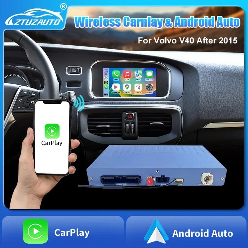 CarPlay Wireless per Volvo V40 2015-2019, Schermo da 7 Pollici, Interfaccia Android Auto, Mirror Link, AirPlay, Supporto per Telecamera Posteriore