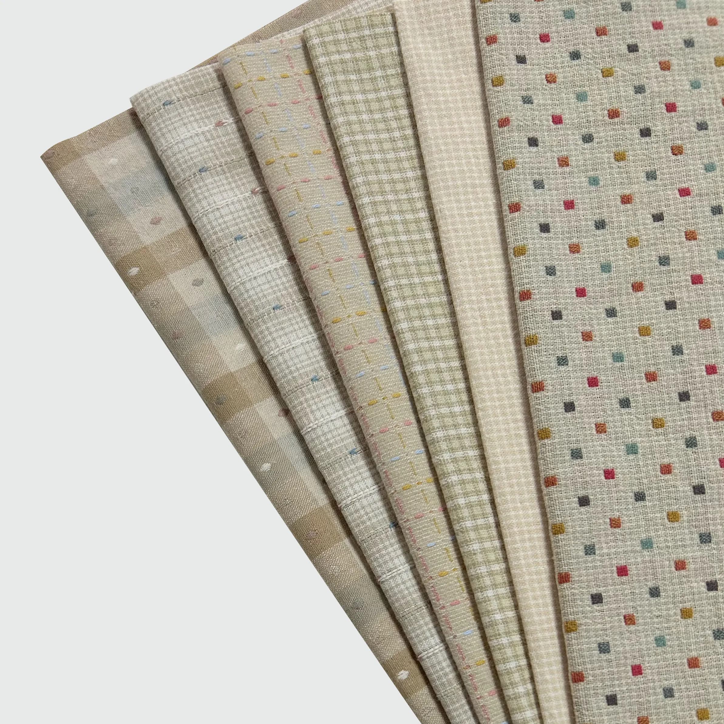 Beige Basic Patchwork Japanese Yarn Dyed Cotton Fabric for Handmade Doll Sewing Quilting Bag Craft Cloth Fabric