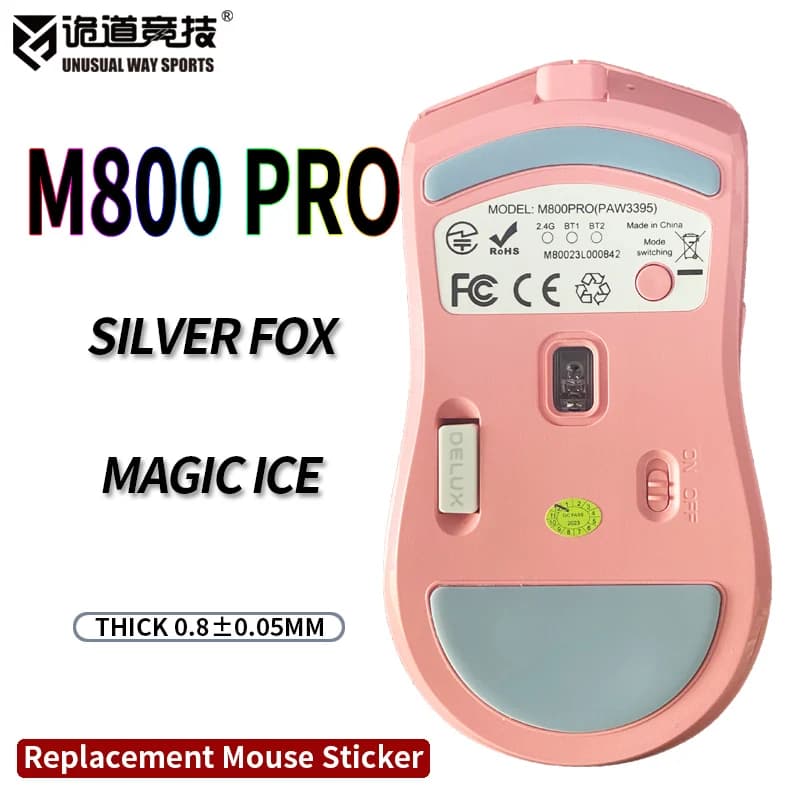 Un modo insolito Sport Mouse Pattini Piedi Delux M800pro Scivola Bordo curvo Versione Magic Ice Silver Fox