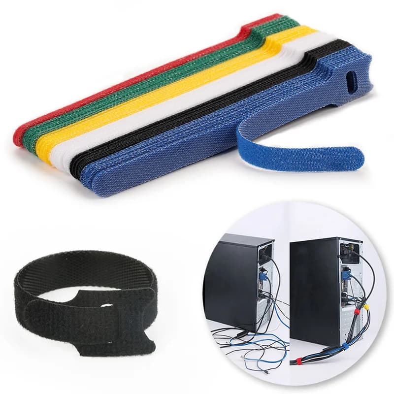 Fascetta per nastro magico a forma di T, nylon riutilizzabile, gancio e anello, autoadesiva, nastro di fissaggio, organizer per cavi, avvolgicavo