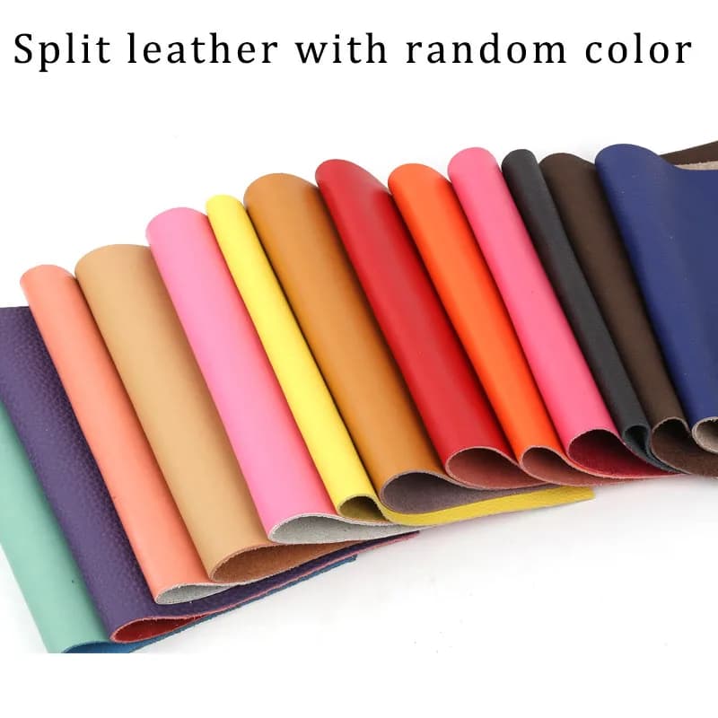 Artigianato in pelle fai-da-te fatto a mano realizzato in tessuto di pelle colorata, incluso portacarte e astuccio, realizzato in tinta unita a due strati