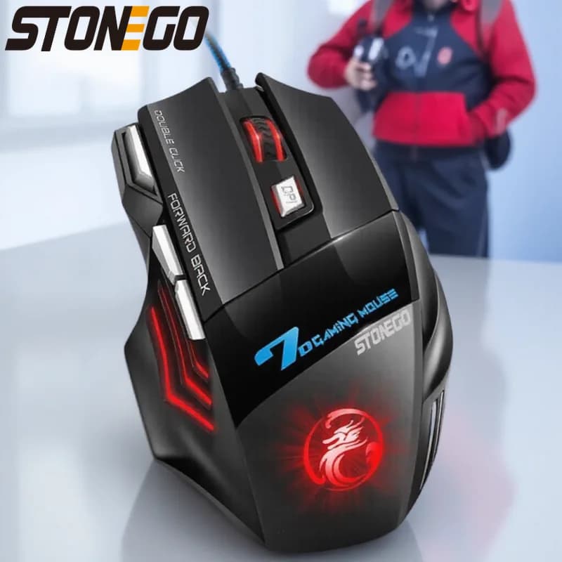 Mouse from Gaming Ergonomic Width USB 5500 DPI with RGB Retro Lighting and 7 PC and Laptop Buttons