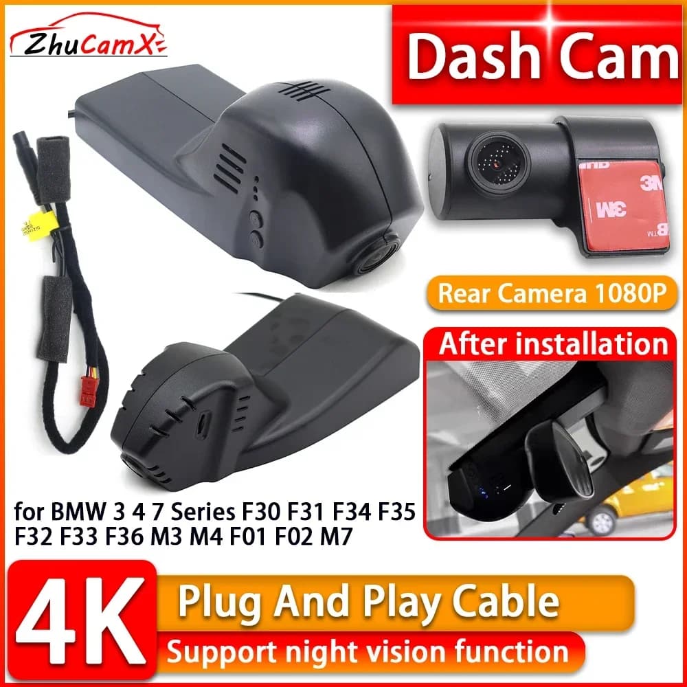 Telecamera DVR Anteriore e Posteriore per Auto BMW Serie 3 4 7 F30 F31 F34 F35 F32 F33 F36 M3 M4 F01 F02 M7, Plug and Play, UHD Wi-Fi 4K Dash Cam