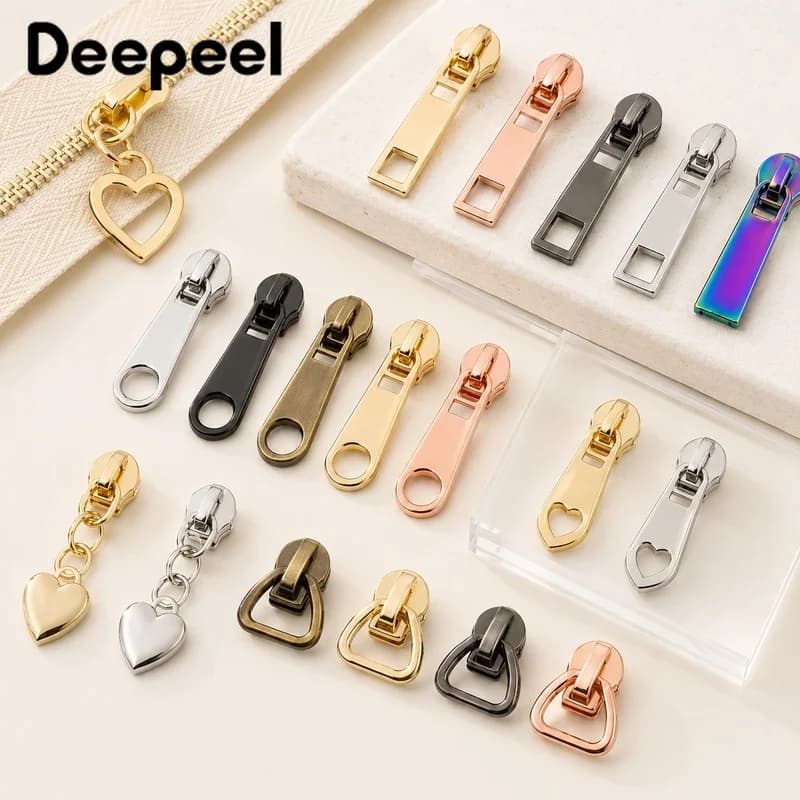 20Pcs 5# Metal Zipper Sliders for Nylon Tape Puller Head Replacement Wallet Pocket Handbag Jacket Luggage Repair Kit DIY Parts
