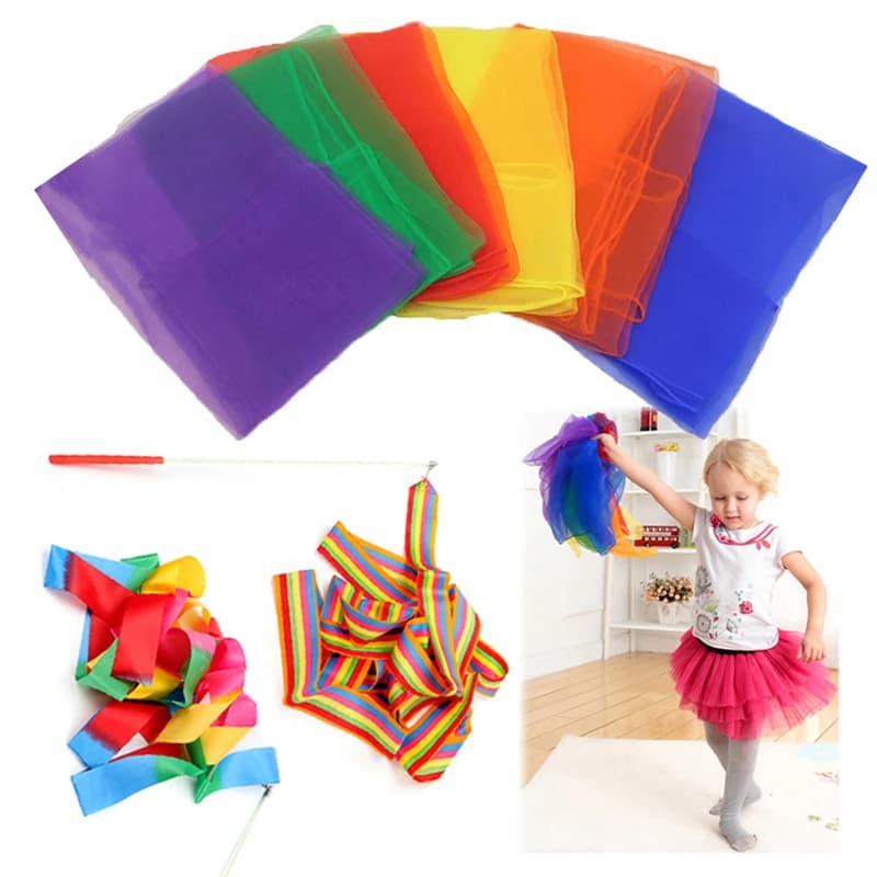 Artistic Gymnastics Ribbon No Fading Dance Sports and Fitness Shaping Sporting Goods Solid Color Scarves Performance Props TMZ