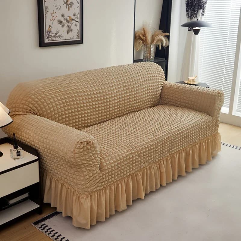 Seersucker Adjustable Elastic Sofa Cover Armchair Protector Corner L Shape Stretch Slipcovers Couch Covers 1/2/3/4 Seaters