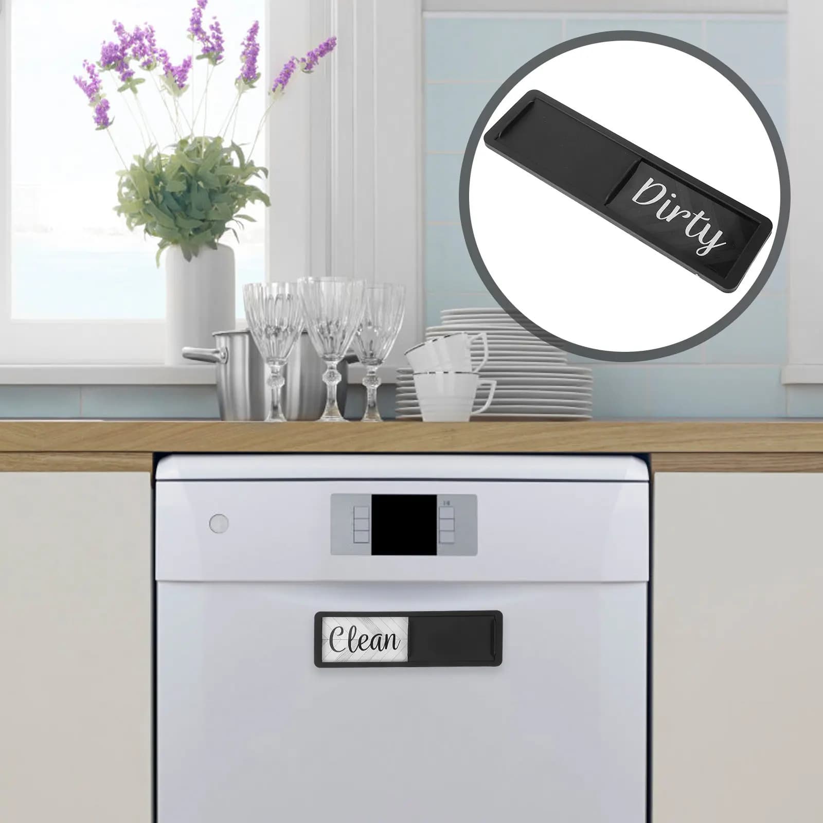 Magneti per Lavastoviglie con Indicatore Pulito/Sporco, in ABS Antiscivolo e Acciaio Inossidabile per Cucina