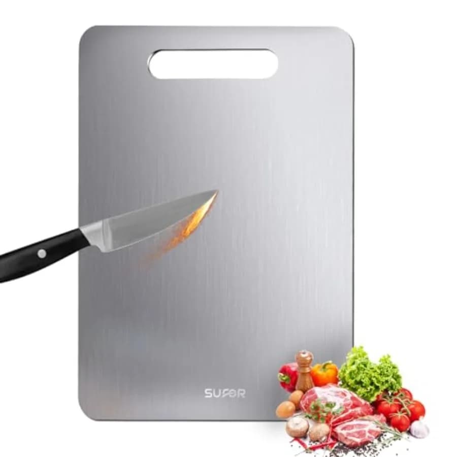 Nuovo Tagliere in Titanio Puro al 100% per Cucina, Doppio Lato, Grado Alimentare per Carni, Frutta e Verdura, 18x12 Pollici