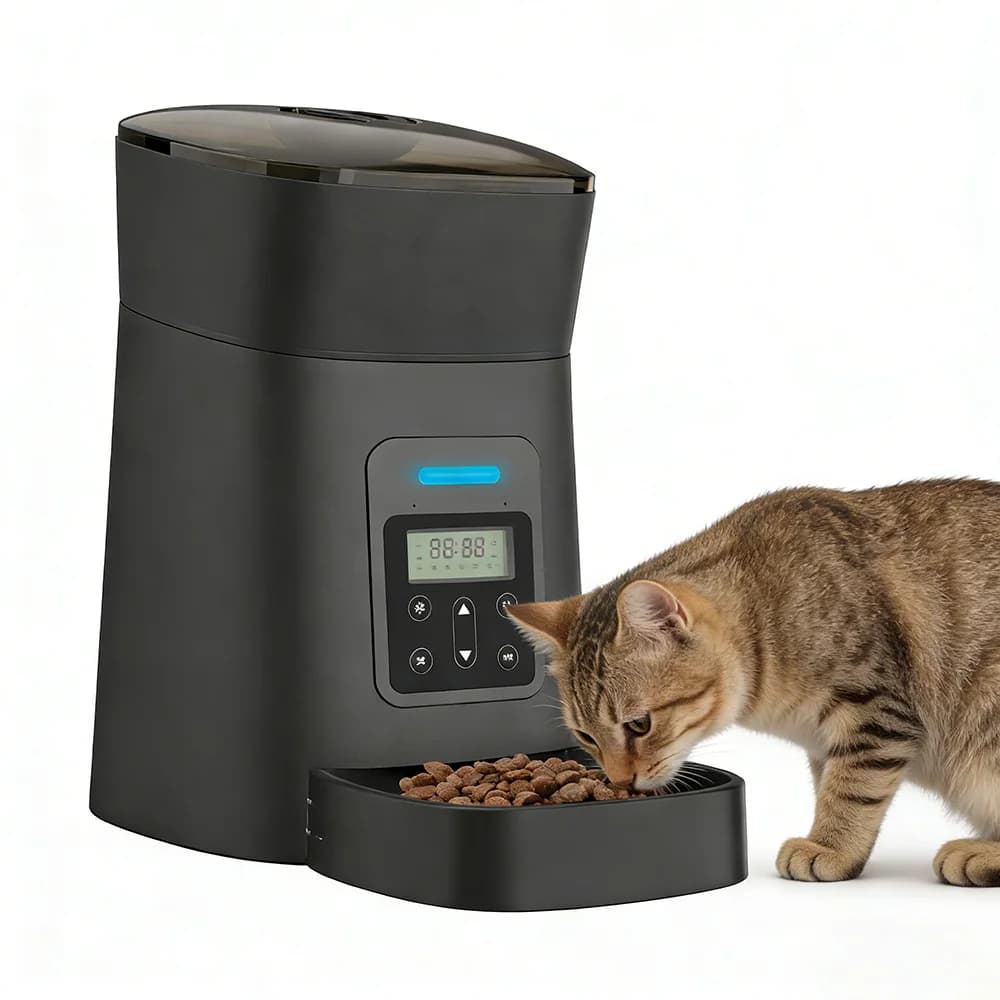 4L Automatic Pet Timed Feeder with LED Dry Food Dispenser 10s Voice Recorder Battery Powered Plastic Cat Dogs Feeding Bowl
