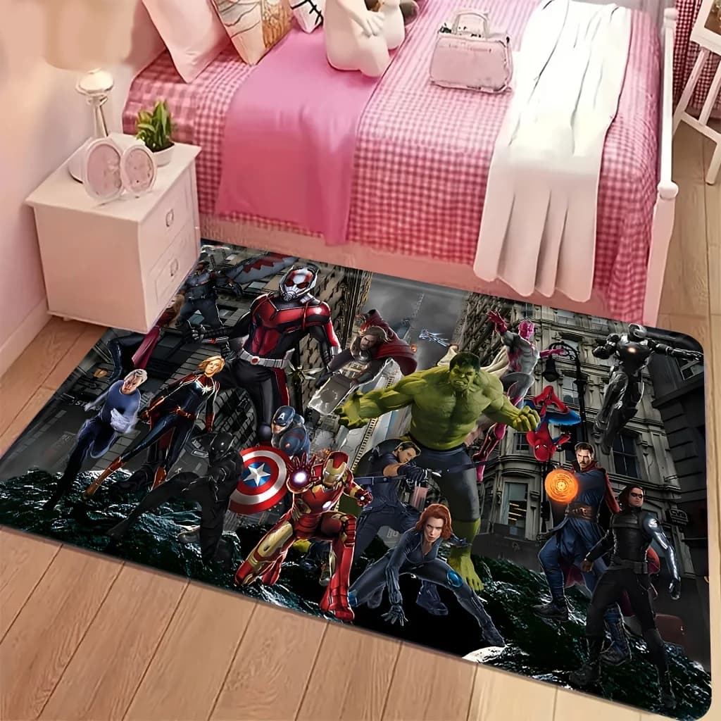 Tappetino in flanella Marvel - Tappeto d'ingresso con Ant-Man, Spider-Man, Hulk, Iron Man, Captain America e altri supereroi
