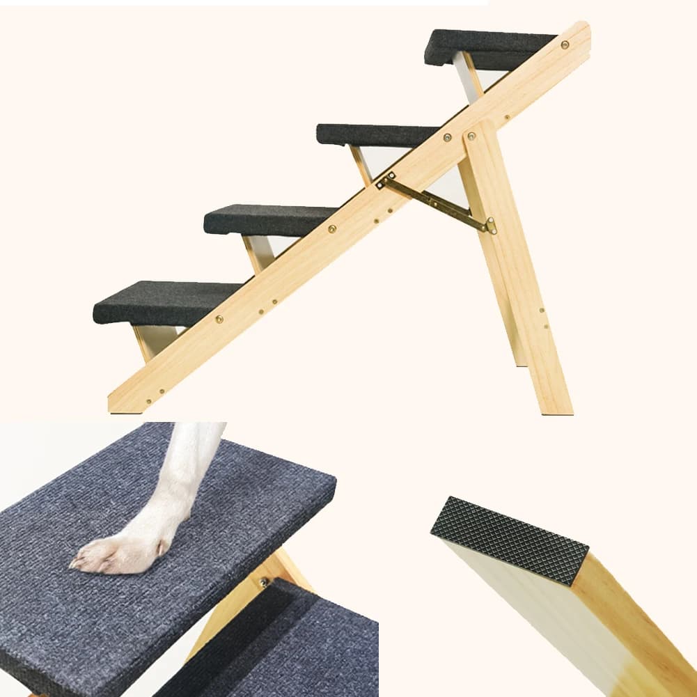 Gradini da esterno Scala da arrampicata per gatti in legno Scala pieghevole con rampa in moquette Scala con rampa per animali domestici antiscivolo per giocattoli per animali domestici da esterno per interni