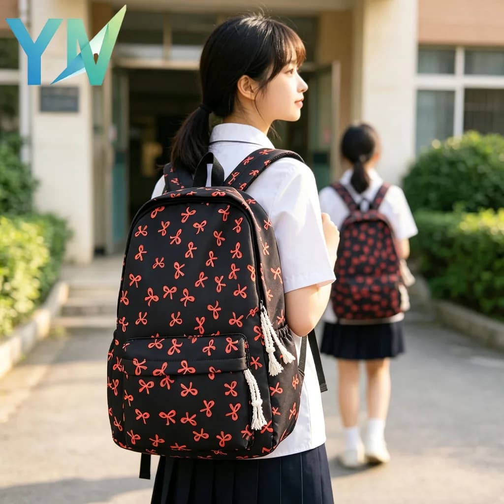 Bow Decor Backpack for Girls Women Lightweight Casual Daypack for Travel Commute Sports School Stylish Spring Summer
