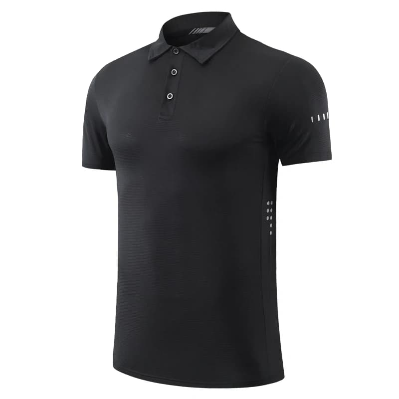 Golf Risvolto Sport Manica corta Allenamento all'aperto T-shirt riflettente da corsa traspirante Maglie moda palestra da tennis di qualità solida