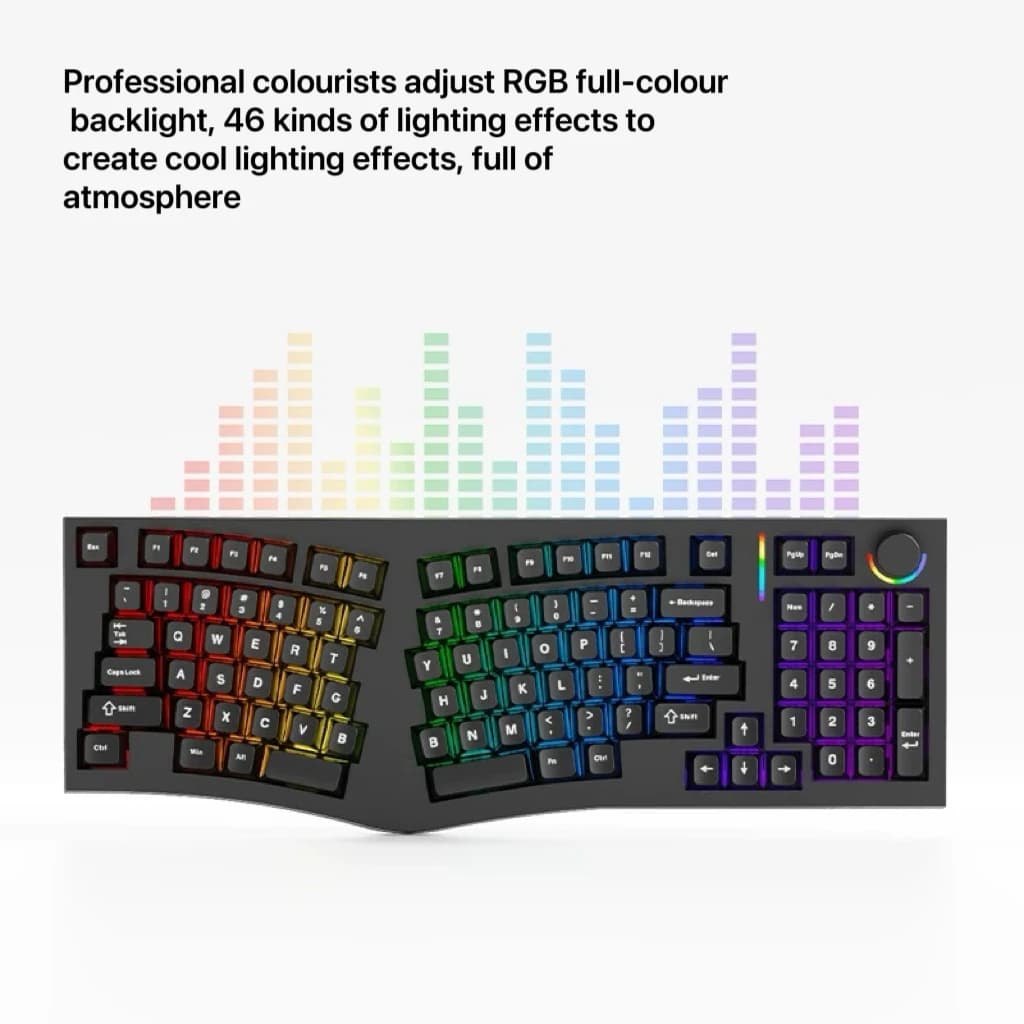 Ergonomia sagomata Alice98pro 3 ° Tastiera meccanica con illuminazione RGB collegabile a caldo con chiave piena di pendenza
