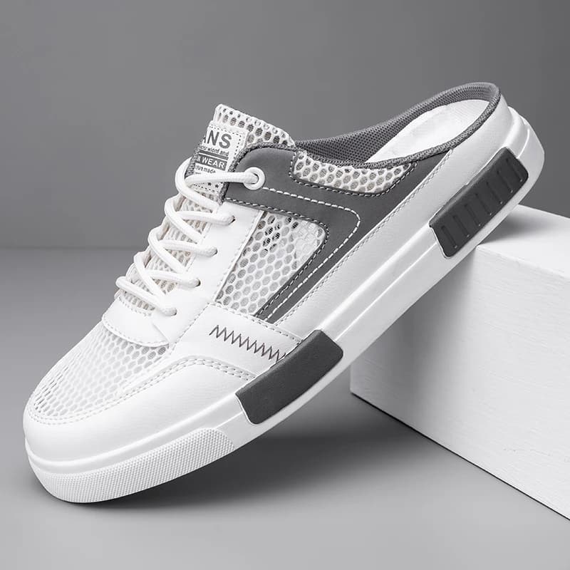 Sandali super taglie 2025 estate nuove pantofole in rete traforata da uomo, scarpe sportive e per il tempo libero traspiranti all'aria aperta mezze pantofole