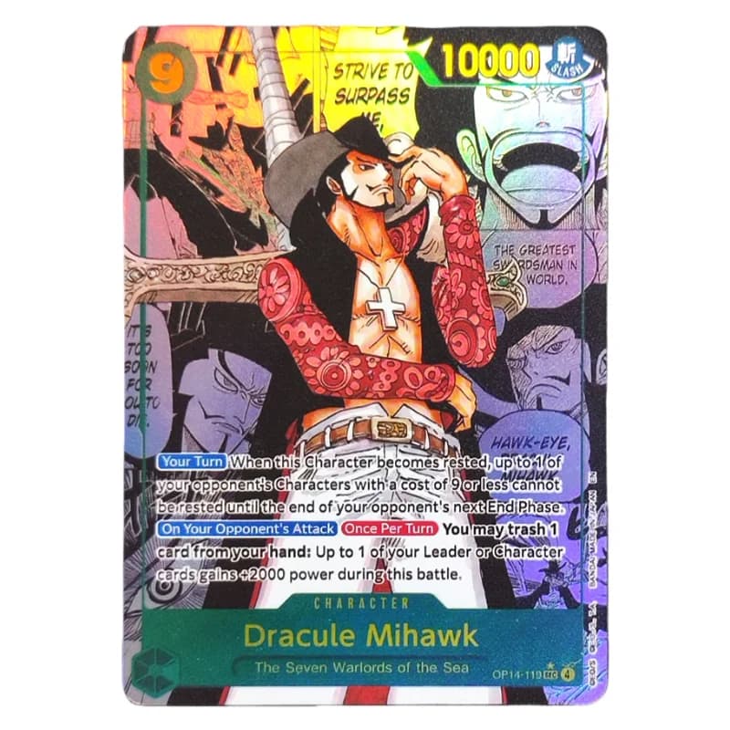 FAI DA TE ONE PIECE CARD Gioco Manga Dracule Mihawk OP14-119 SEC I Sette Signori di Guerra del Mare Collezione Inglese Anime Carte
