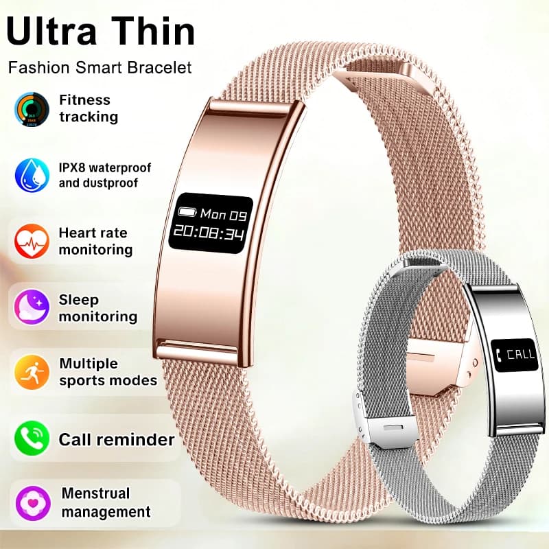New Fashionable Women's Smart Bracelet with Cardiac and Sleep Frequency Monitoring, IPX8 Waterproof Smart Band, Sports Fitness Tracker, Smartwatch