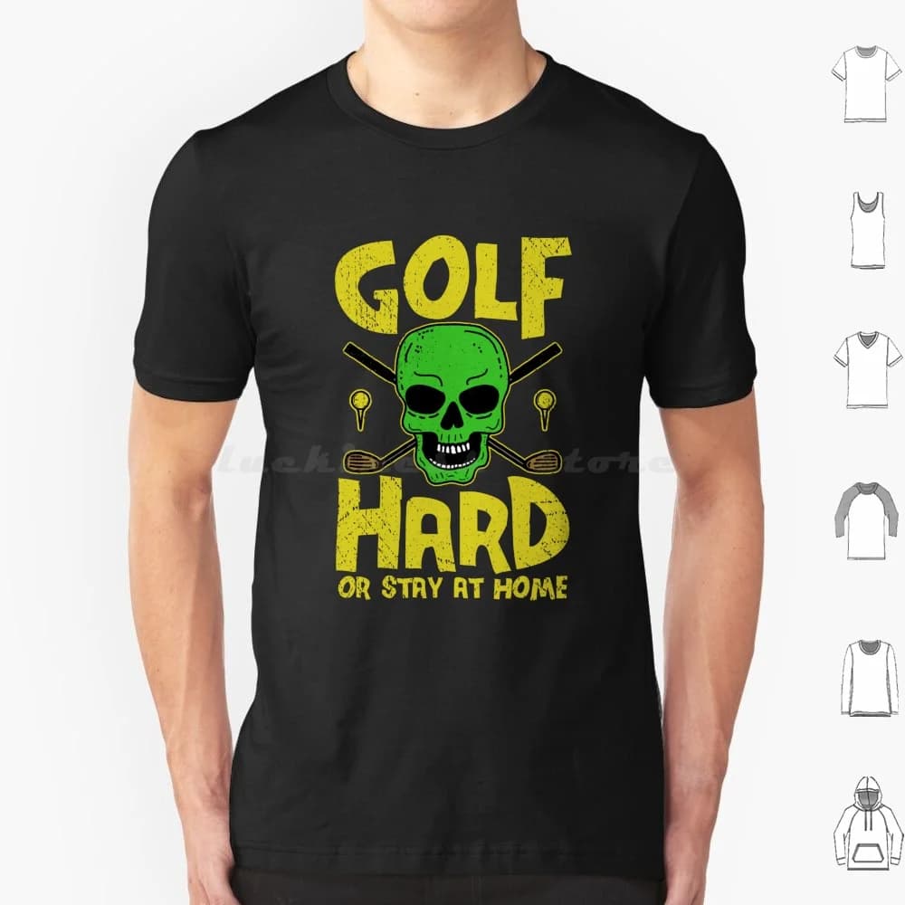 Golf duro o resta a casa, maglietta con teschio da golf uomo donna bambino 6xl golfista teschio da golf divertente resta a casa mazze da golf