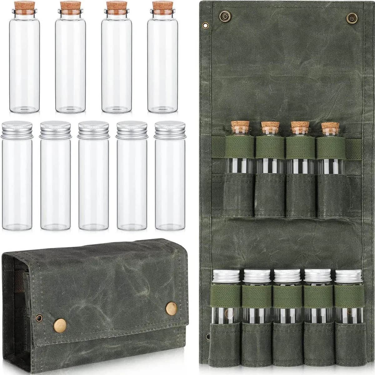 Outdoor Camping Seasoning Bottle Storage Bag Set Portable Picnic Condiment Jar Organizer Travel Spice Bottle Holder Kit
