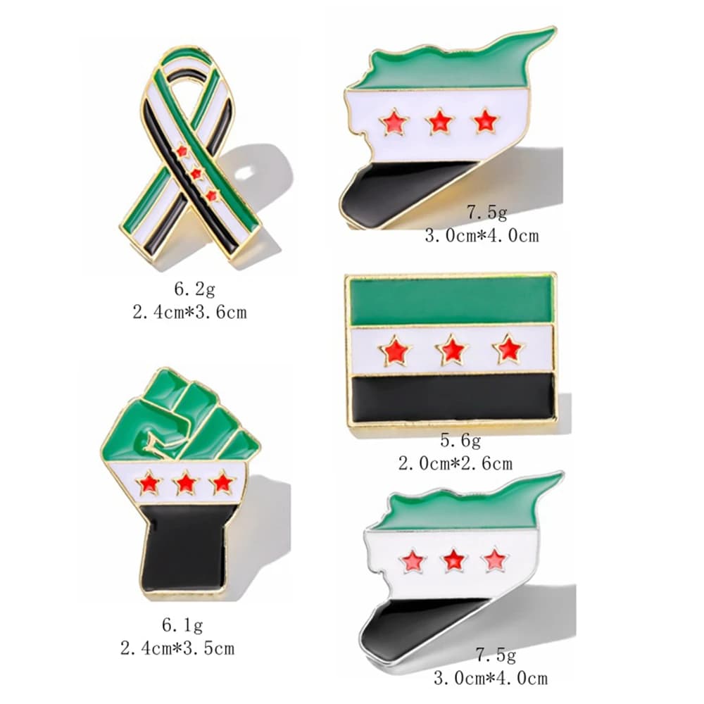 New Syria Flag Brooch Syrian Ribbon Tie Pins Backpack Clothes Lapel Badge Charm Jewelry Gift for Women Men