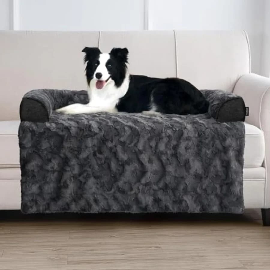 Cuccia calmante per cani da divano 41 x 37 pollici, copridivano rimovibile per cani, lavabile, antiscivolo, tappetino morbido e soffice per cani, per mobili