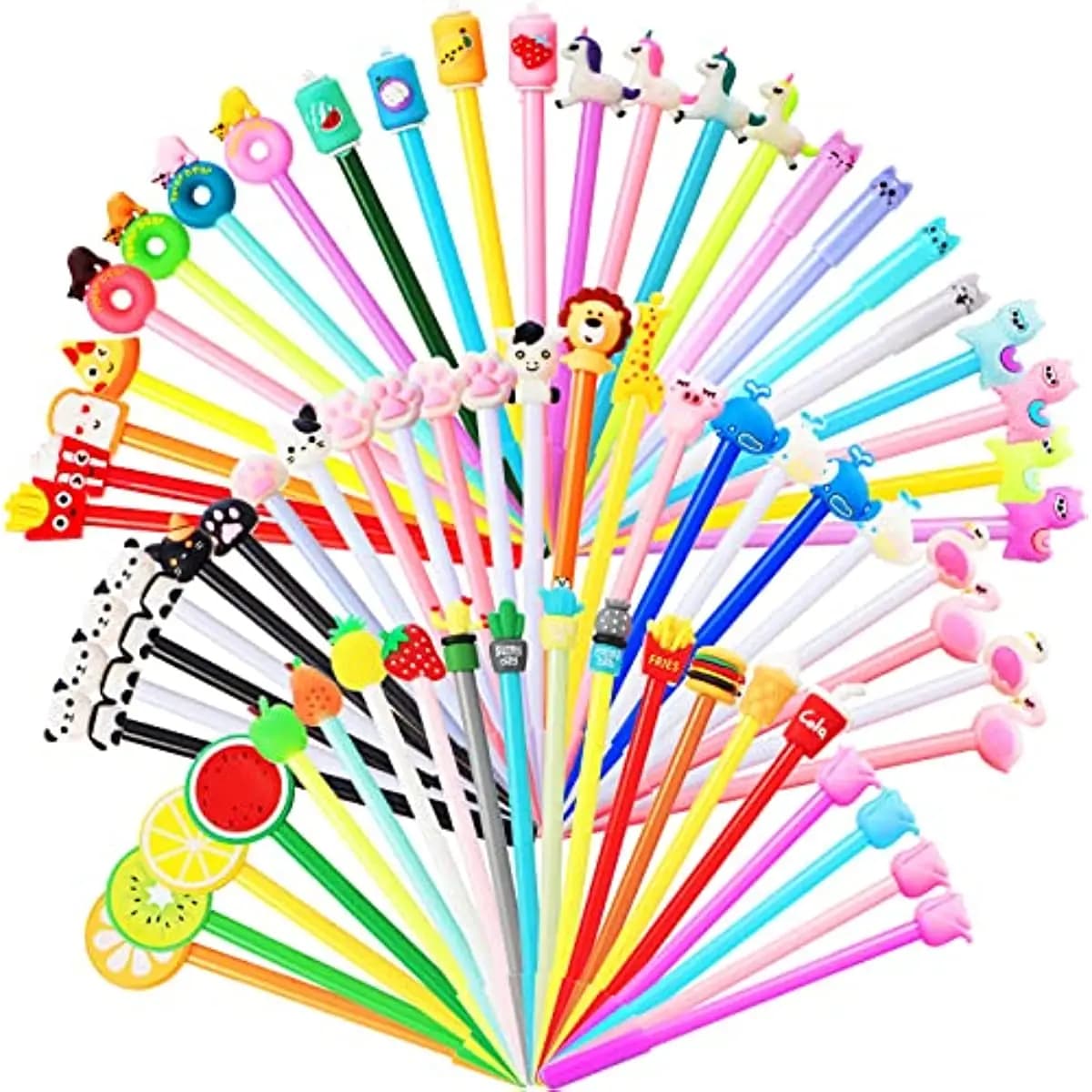 24 Pcs Cute Cartoon Gel Black Ink Pens Set Bulk assortiti strumenti di scrittura Animal Fruit Food regalo di compleanno forniture scolastiche per ufficio