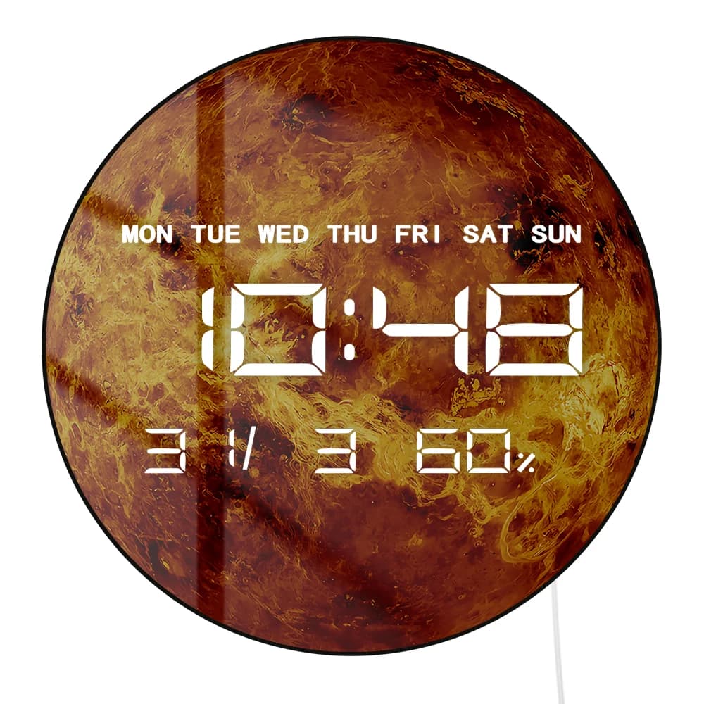 Planet Venus Digital Wall Clock Large Display Space Art Solar System Home Decorations Watches LED Numerical Clock Wall and Desk Use