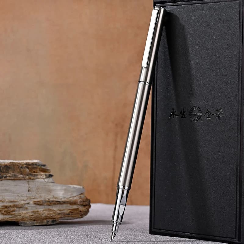 Wingsung 9362 Fountain Pen All-steel Paintless Art Bent Nib Hand-polished Pen Tip Student Calligraphy Practice Writing Pen
