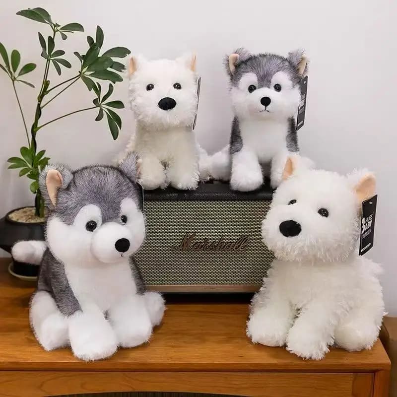 Peluche Husky Realistico, Bambola Cane, Regalo di Compleanno per Ragazze, Animale di Peluche Morbido Imbottito in Cotone PP, Bambola West Highland
