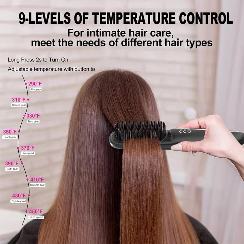 Combs to smooth hair, negative will not damage hair, wireless and portable for home use, rechargeable hair plate, electric hair comb for double purpose for smooth and curl