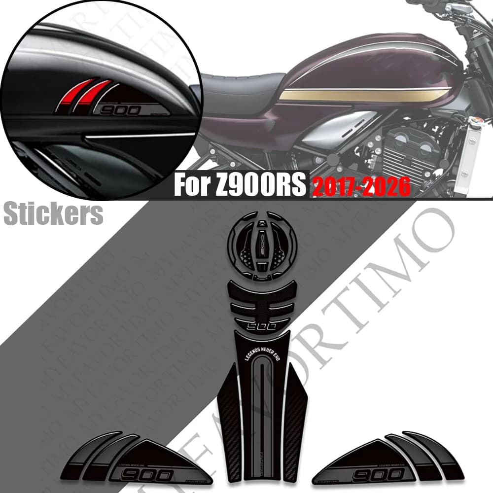 Waterproof Epoxy Resin Tank Pad & Knee Traction Guard Sticker Decals Accessories For Kawasaki Z900RS Cafe SE 2017 - 2025 2026