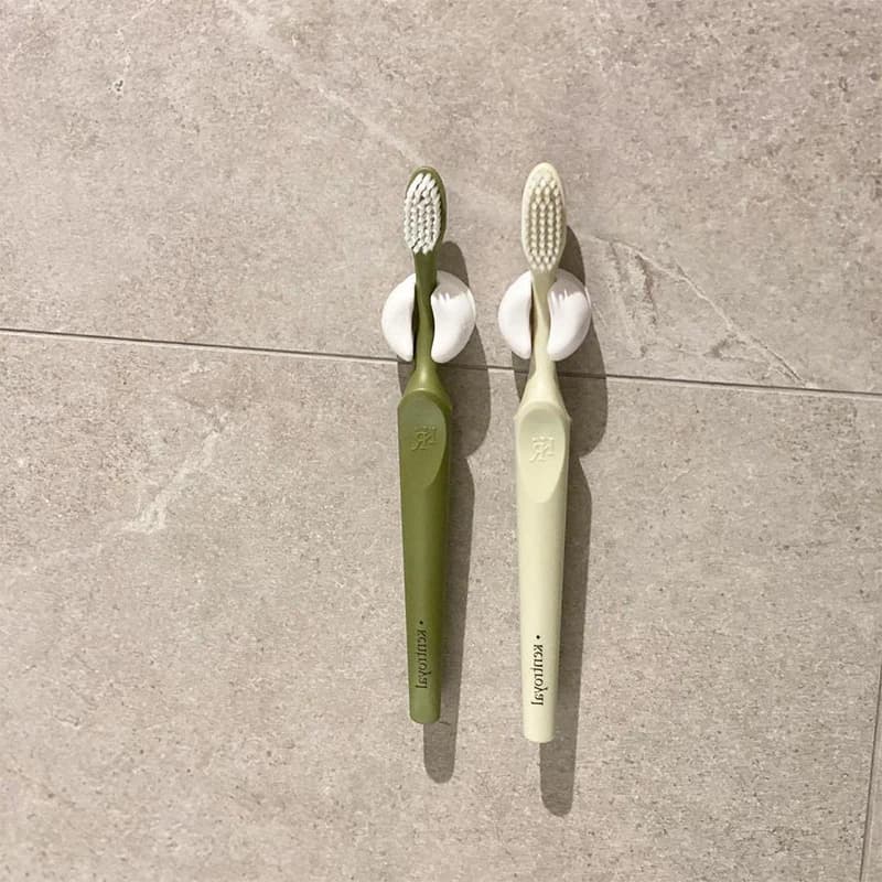 2pcs Toothbrush Holder Japanese-style Simple Suction Cup Wall Mount Perforated-Free Rack Toothbrush Storage Rack Bathoom Tool