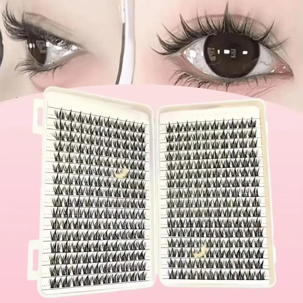 Fake Eyelashes from Natural Appearance, Wispy Style, 3D Ciuffs Design in Fake Visone Fur, for Enhancement of Make-up