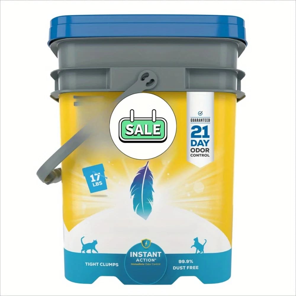 Lettiera per Gatti Agglomerante Leggera da 7,7 kg, Azione Istantanea Deodorante, a Basso Contenuto di Polvere, in Secchio